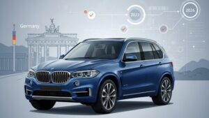 Современная иллюстрация BMW X5, представленного на вторичном рынке из Германии, для блога Эленстор Авто.