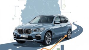 Современный BMW X5, пригнанный из Германии, тренды рынка автомобилей с пробегом 2026 года.